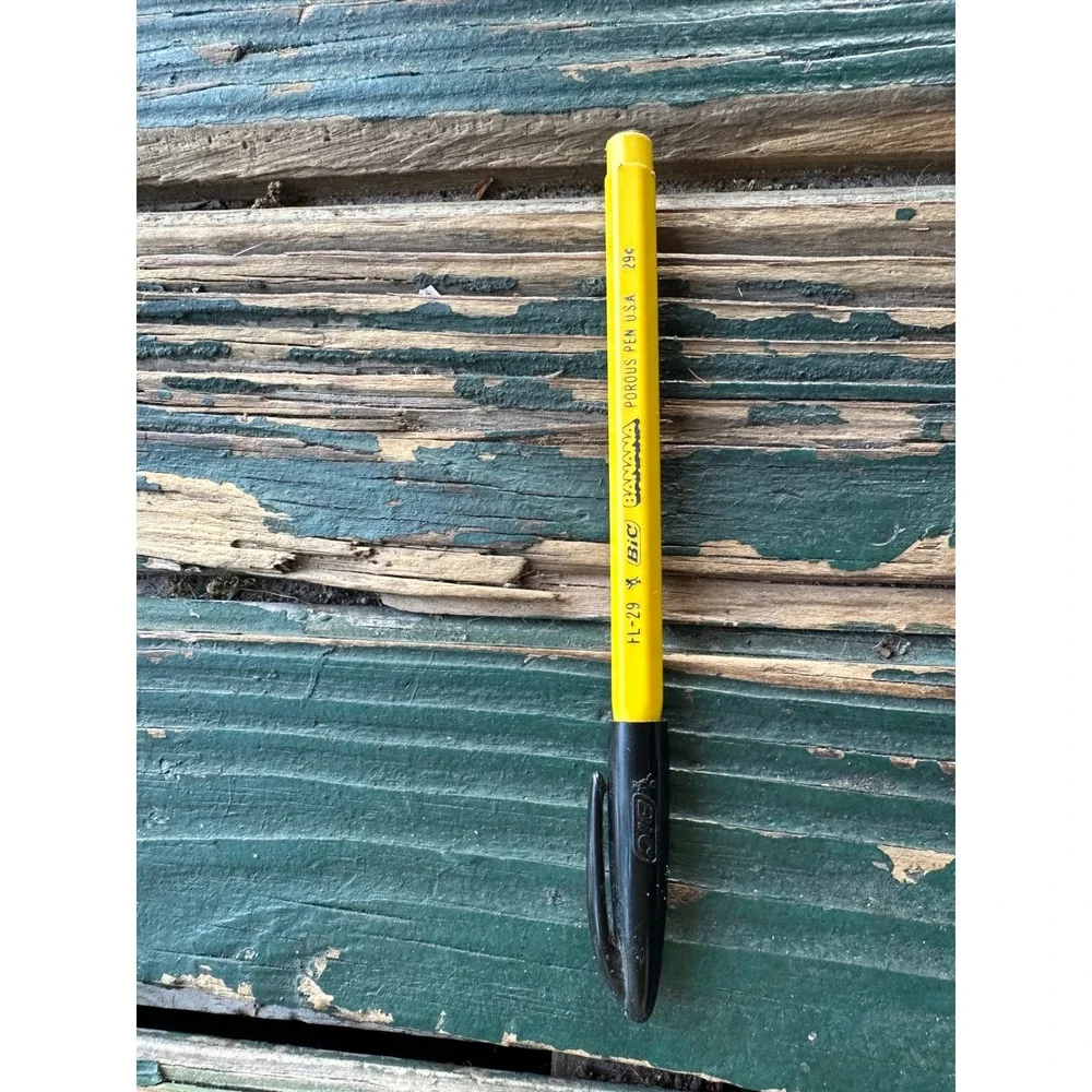 Vintage BIC Banana Porous Pen FL-29 Yellow Black Felt Tip Made in USA Retro 70s